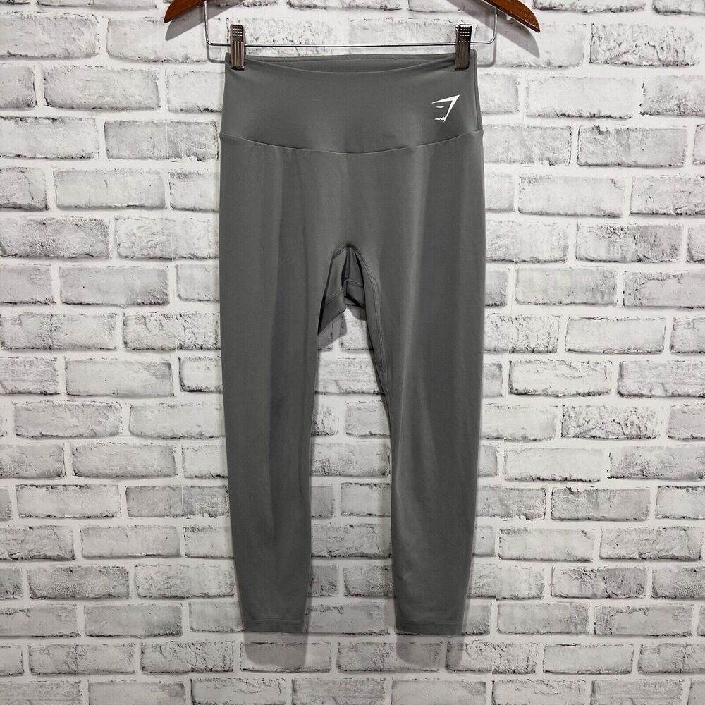 Gymshark Womens B1A1V Gray High Waist Pull On Training 7/8 Leggings Size Small